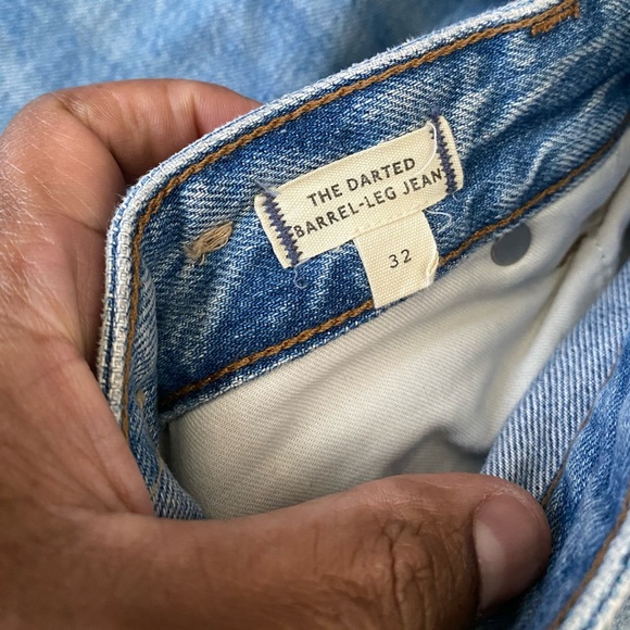 Madewell Darted Barrel Leg Dobbins Blue Button Fly Denim Jeans Womens 27 (32x26) - Picture 7 of 10